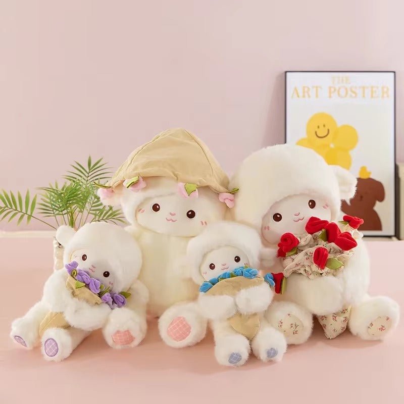 Blooming Lamb Plushie | Cute Lamb Plush With Bouquet - Goodlifebean product_type