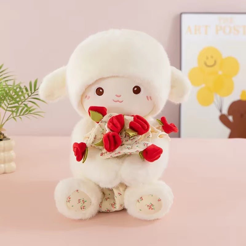 Blooming Lamb Plushie | Cute Lamb Plush With Bouquet - Goodlifebean product_type
