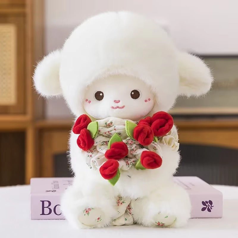 Blooming Lamb Plushie | Cute Lamb Plush With Bouquet - Goodlifebean product_type