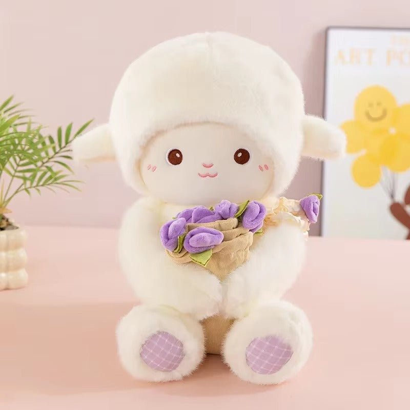 Blooming Lamb Plushie | Cute Lamb Plush With Bouquet - Goodlifebean product_type