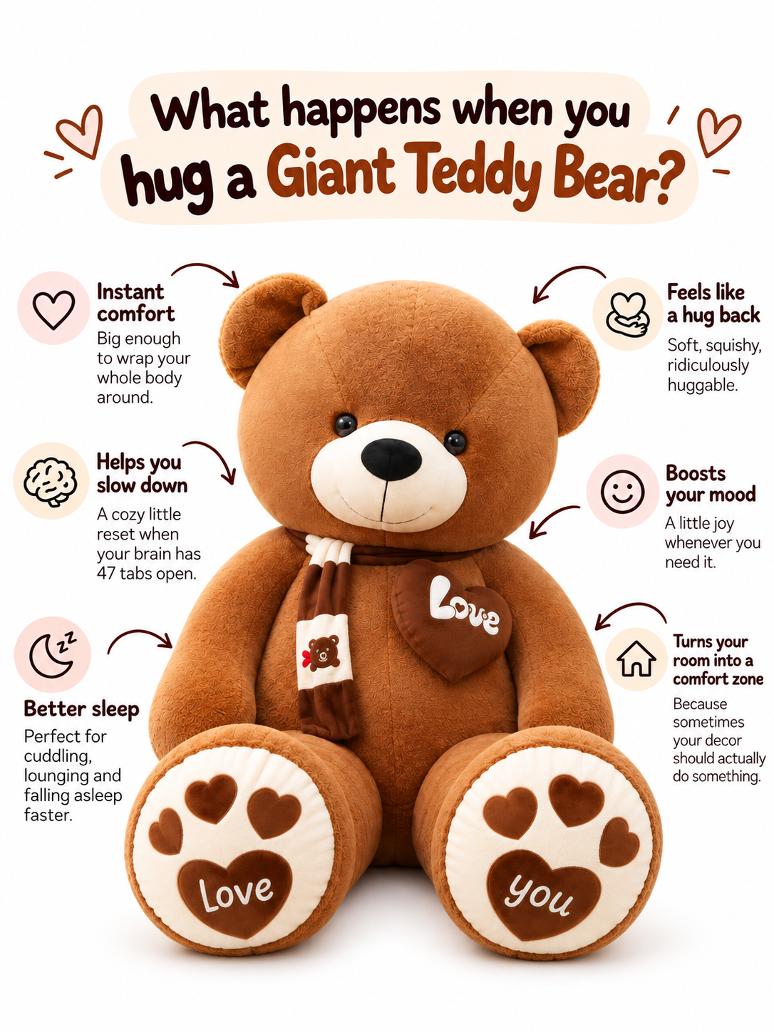 Giant Brown teddy bear benefits