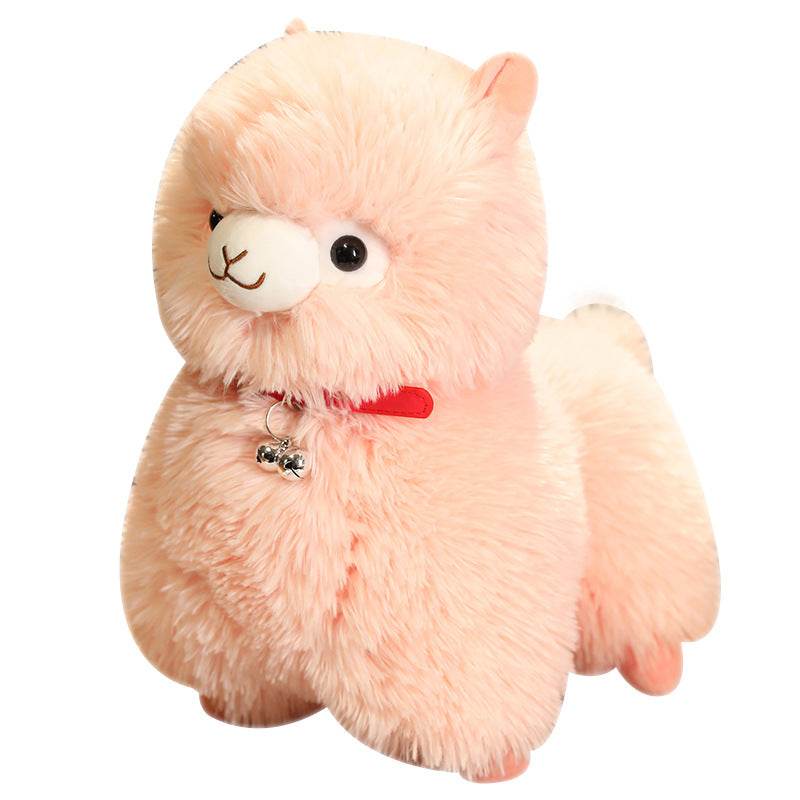 Kawaii White Pink Fluffy Alpaca Plushie.
