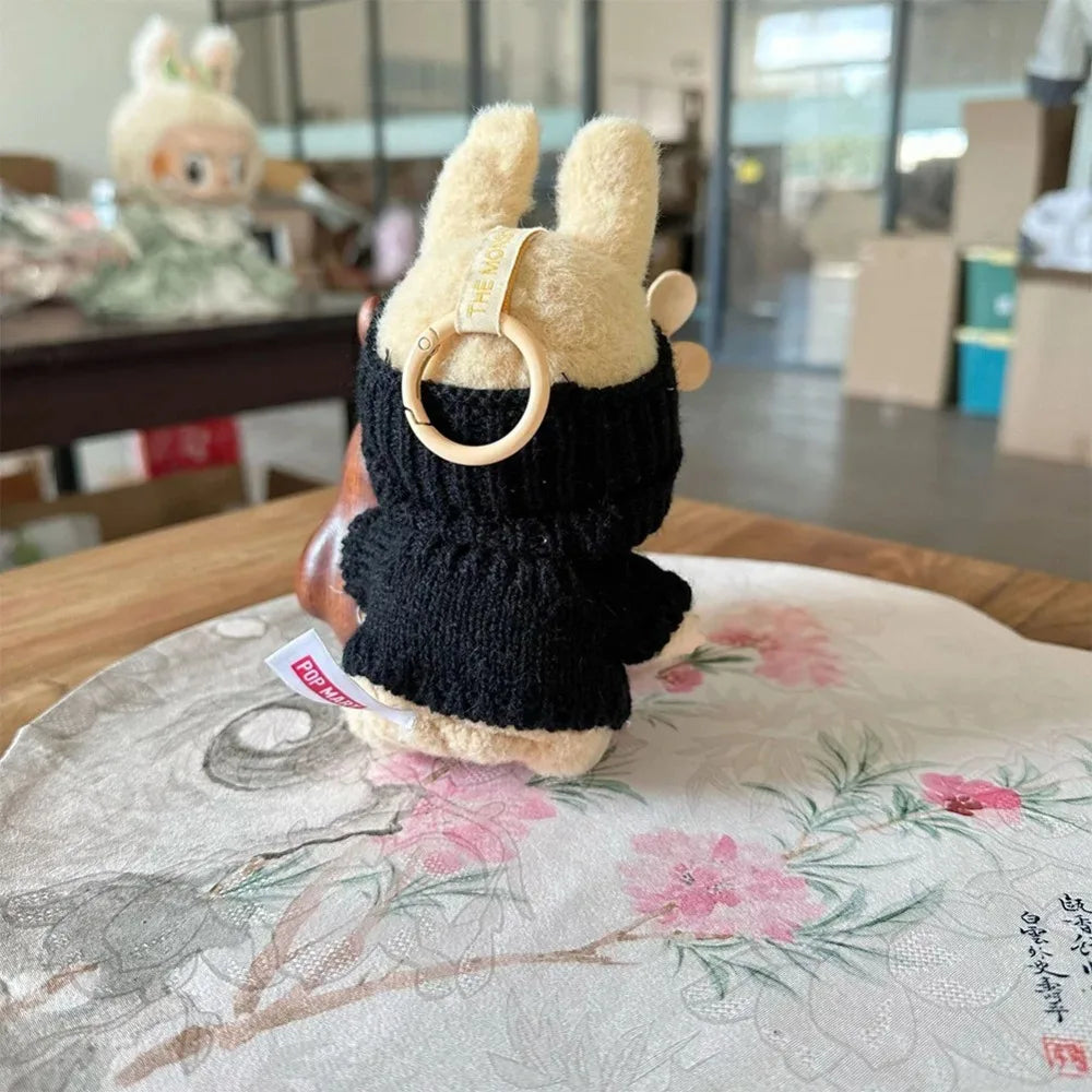 Handmade Black & White Labubu Heart Cozy Knit Outfit