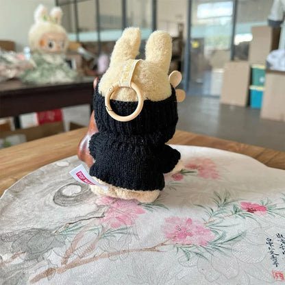 Handmade Black & White Labubu Heart Cozy Knit Outfit