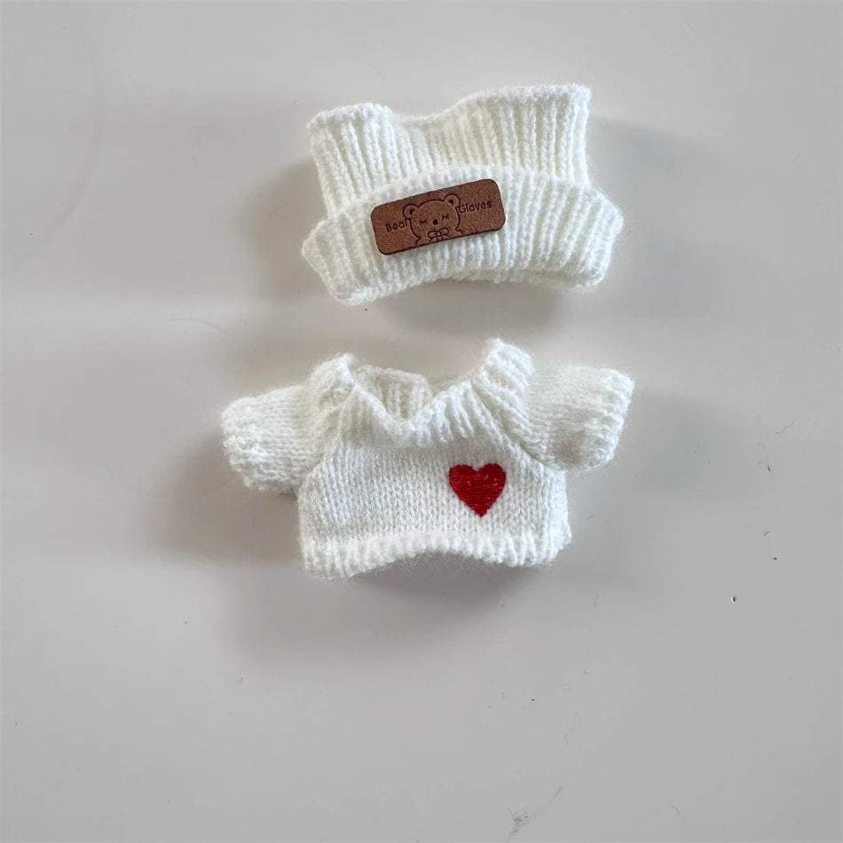 Handmade Black & White Labubu Heart Cozy Knit Outfit