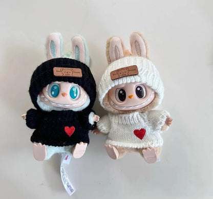 Handmade Black & White Labubu Heart Cozy Knit Outfit