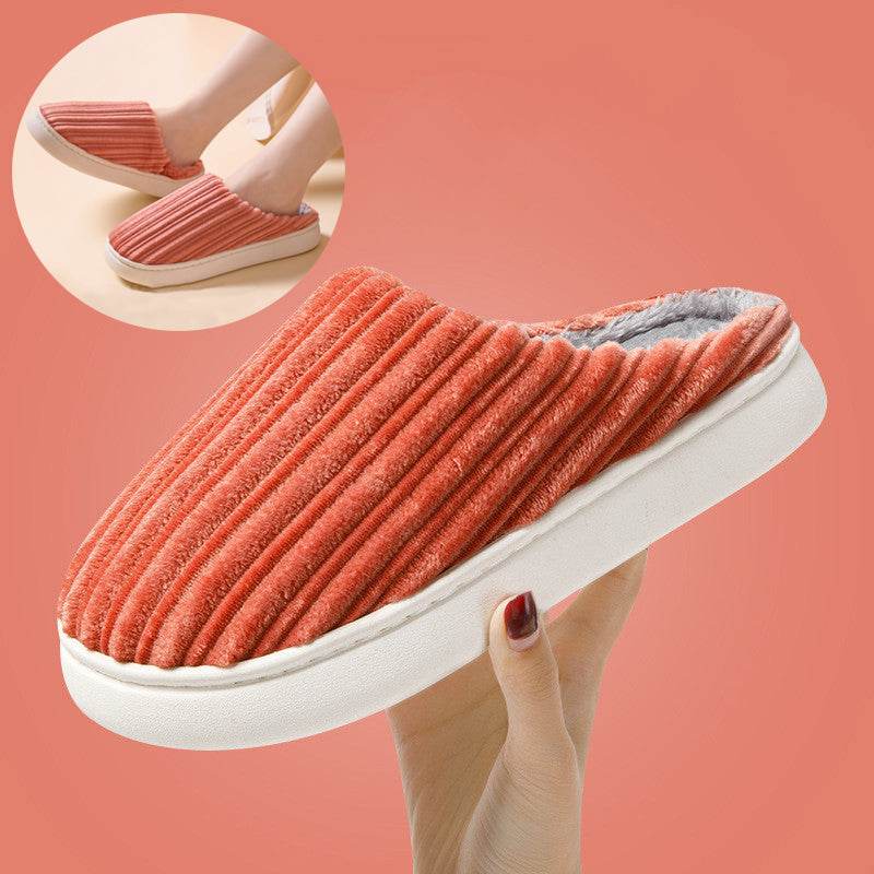 Striped Thick Fleece Warm Slippers - Goodlifebean