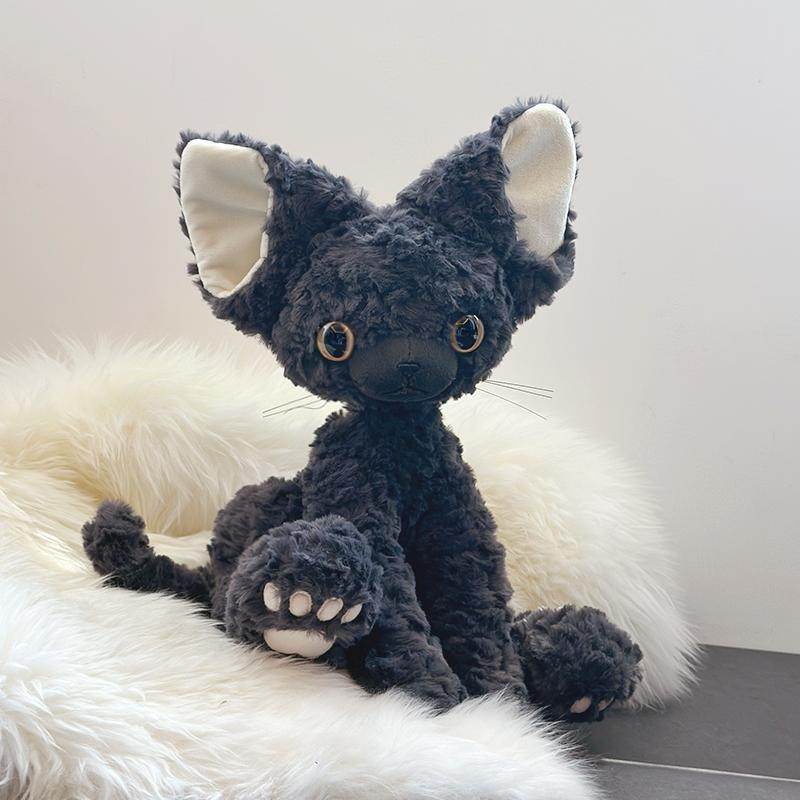 Cozy Curl Cat: Cute Curly Haired Black Cat | Black Cat Plush - Goodlifebean