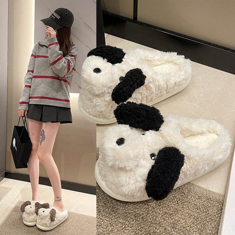 Fuzzy Puppy Plush Slippers | Kawaii Indoor Slippers - Goodlifebean