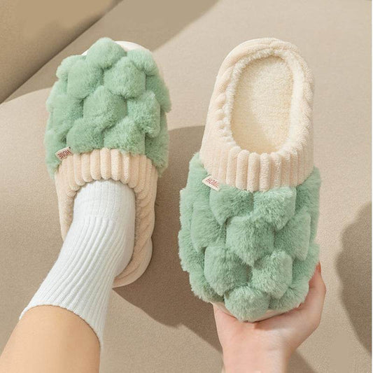 Honeycomb: Fluffy Plush Slippers | Warm Indoor Slippers - Goodlifebean