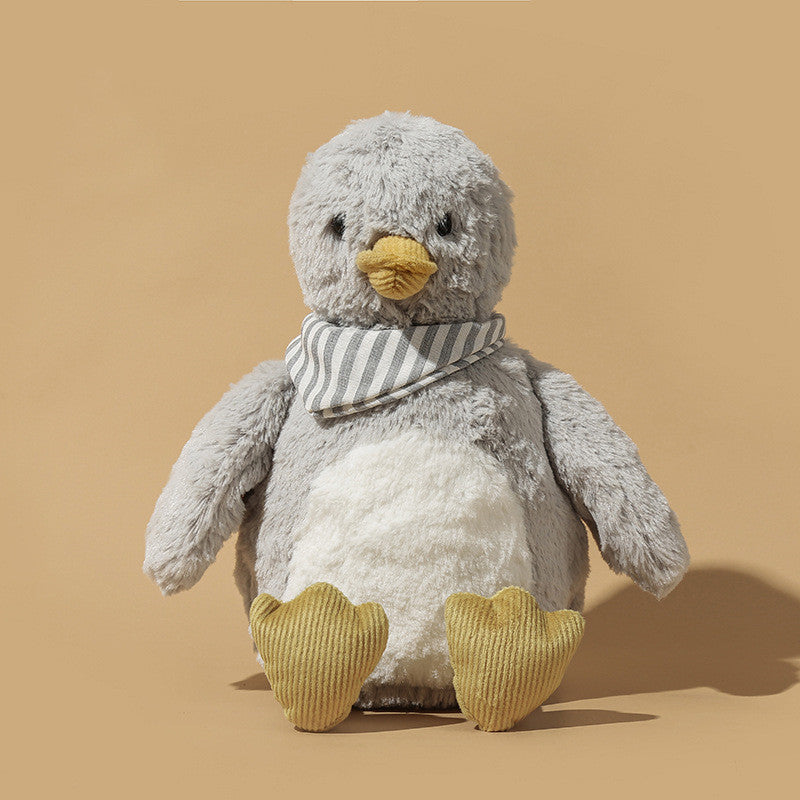 Shop DapperDucky Plush – Stylish Kawaii Duck with Fluffy Fur Coat & Grey Scarf - Goodlifebean Plushie | Stuffed Animal