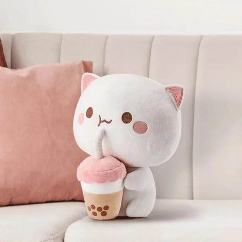 TeaTot: Peachy Boba Drinking Cat Plush - Goodlifebean