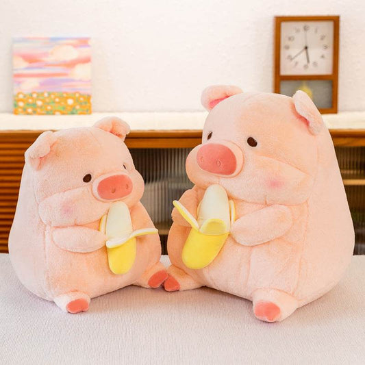 Chubby Banana Eating Pig Plushie - Goodlifebean