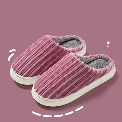 Striped Thick Fleece Warm Slippers