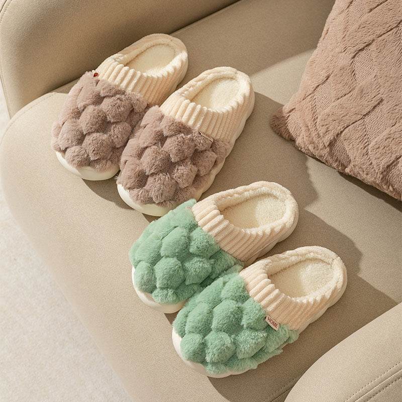 Honeycomb: Fluffy Plush Slippers | Warm Indoor Slippers - Goodlifebean