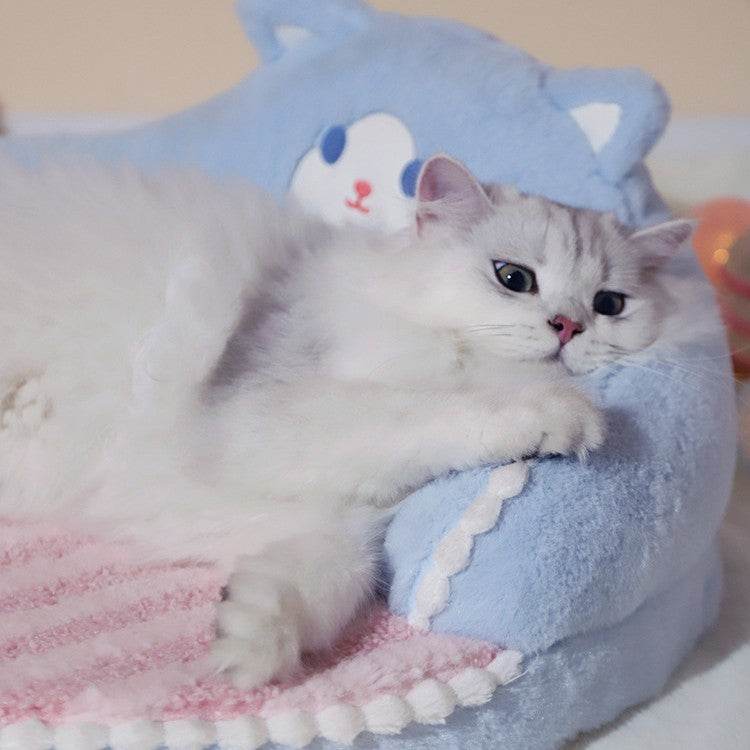 Kawaii Plush Cat Bed - Goodlifebean