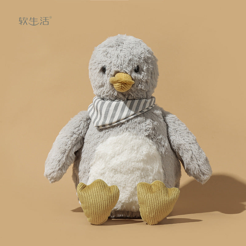 Shop DapperDucky Plush – Stylish Kawaii Duck with Fluffy Fur Coat & Grey Scarf - Goodlifebean Plushie | Stuffed Animal
