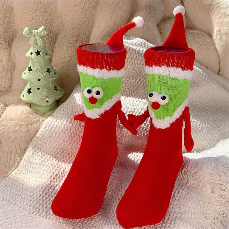 Hand-In-Hand Magnetic Grinch Socks | Hand Holding Socks - Goodlifebean