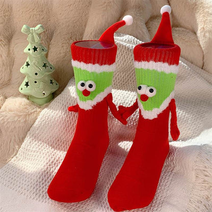 Hand-In-Hand Magnetic Grinch Socks | Hand Holding Socks - Goodlifebean