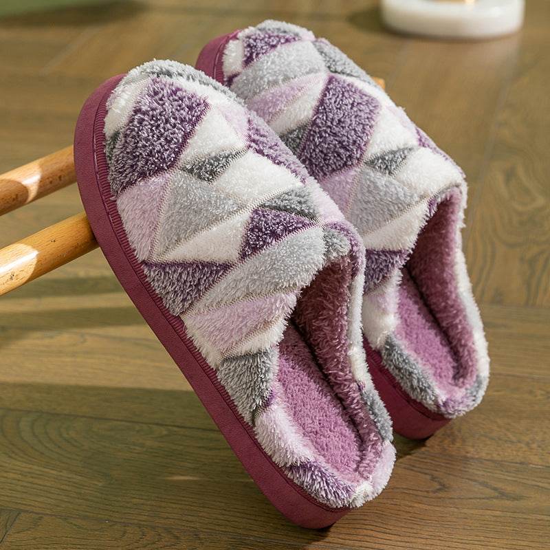 Geometric Plush Warm Indoor Slippers - Goodlifebean