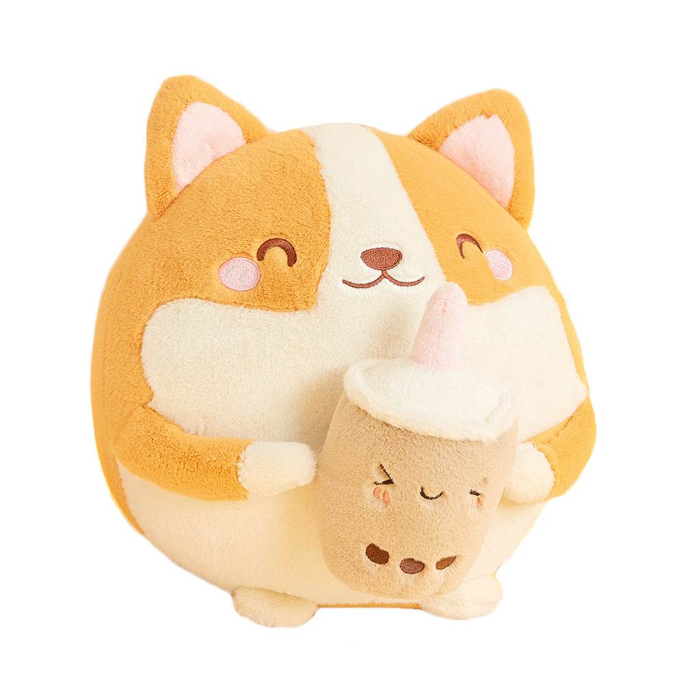 Boba drinking Corgi Plushie