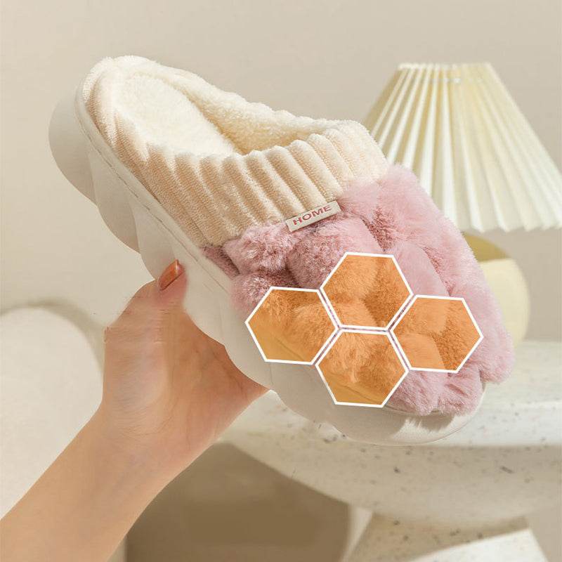 Honeycomb: Fluffy Plush Slippers | Warm Indoor Slippers - Goodlifebean
