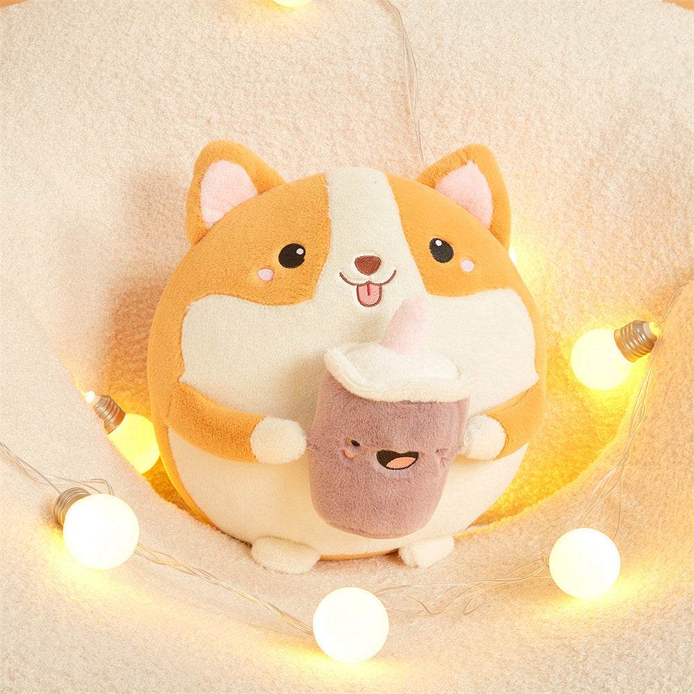 Boba drinking Corgi Plushie
