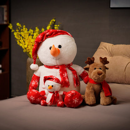 Cute Snowman and Rudolf Plushie