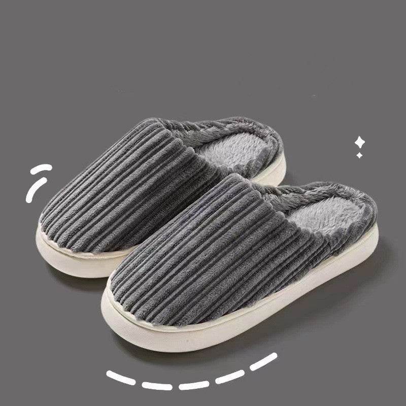 Striped Thick Fleece Warm Slippers - Goodlifebean