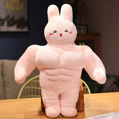 Buffed Up Muscluar Stuffed Bunny Plushie