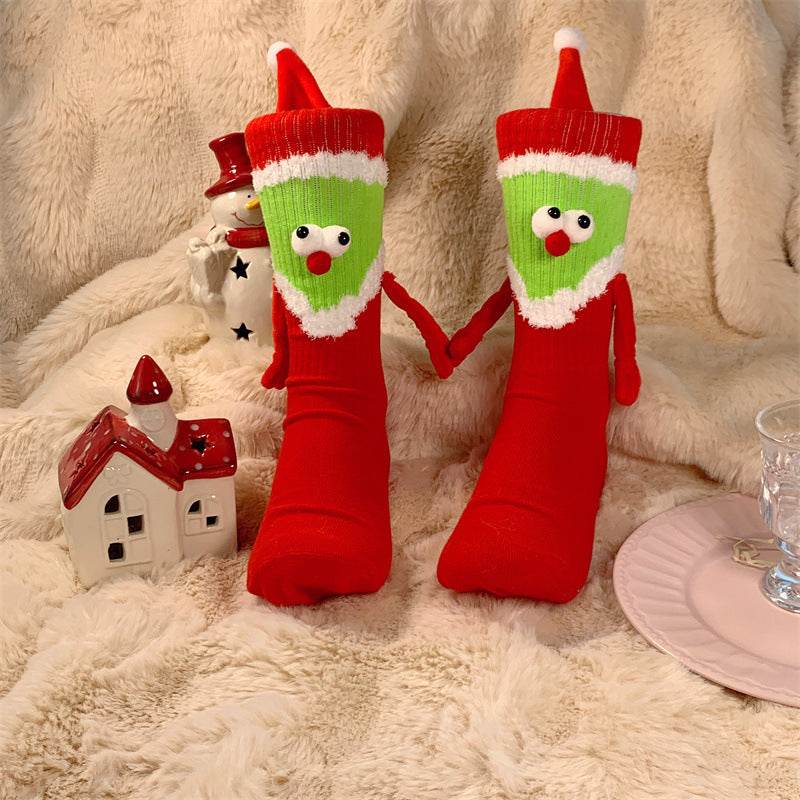 Hand-In-Hand Magnetic Grinch Socks | Hand Holding Socks - Goodlifebean