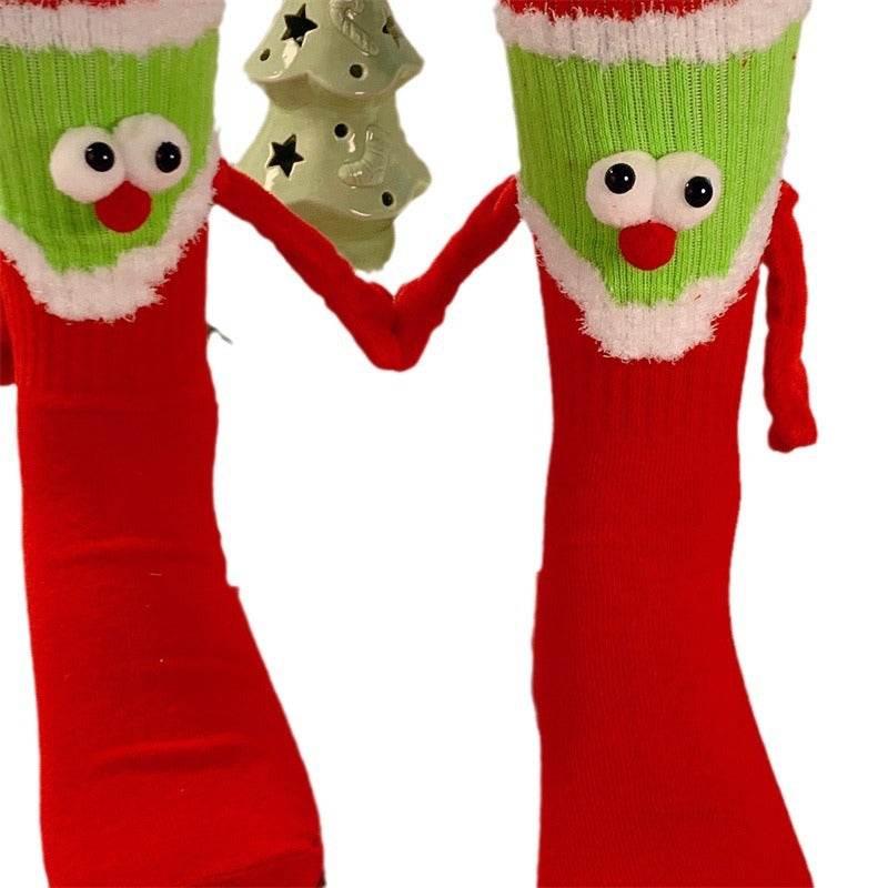 Hand-In-Hand Magnetic Grinch Socks | Hand Holding Socks - Goodlifebean