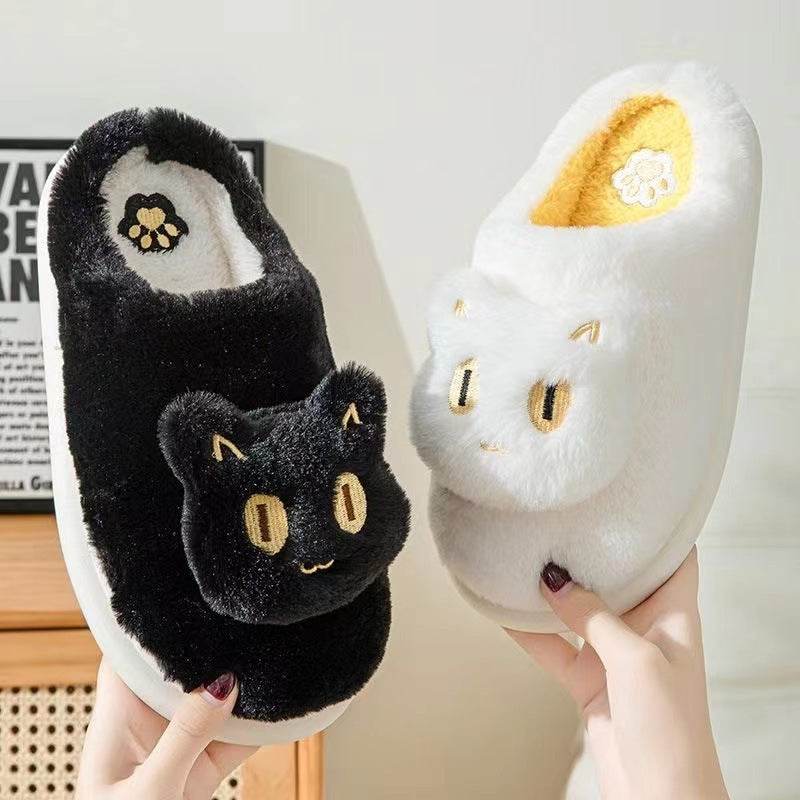 Kawaii Fluffy Cat Plush Slippers - Goodlifebean