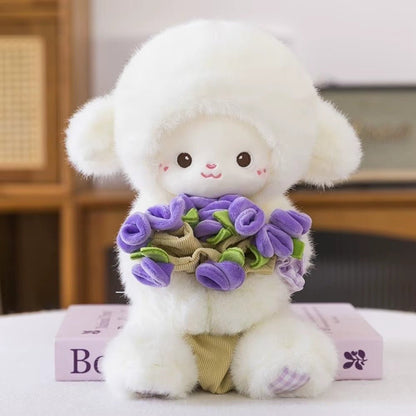 Blooming Lamb Plushie | Cute Lamb Plush With Bouquet - Goodlifebean product_type