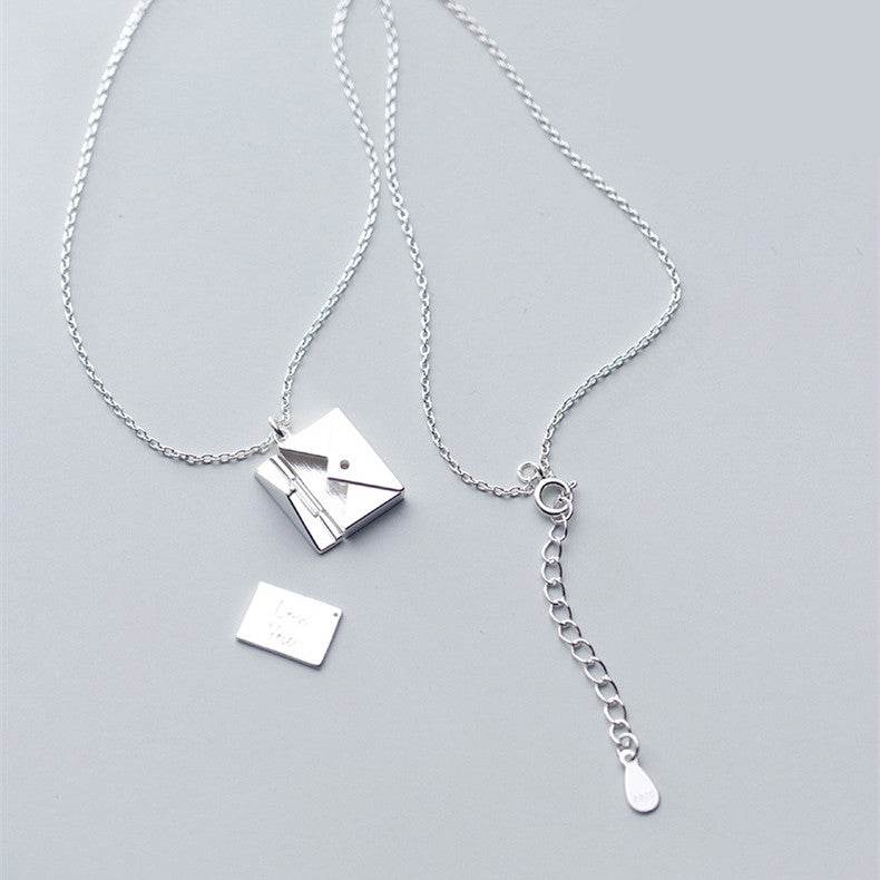 Personalized Sterling Silver Envelope Necklace - Goodlifebean