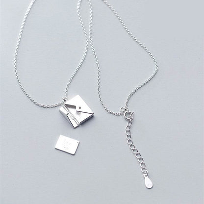 Personalized Sterling Silver Envelope Necklace - Goodlifebean