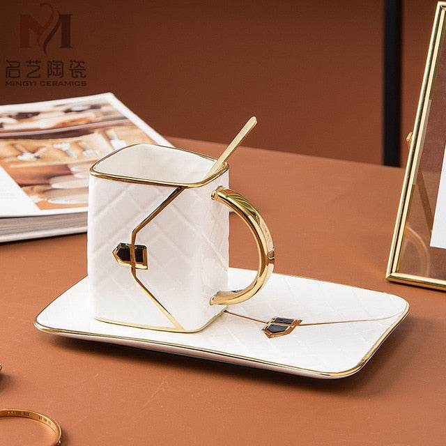 Shop Ceramic Coffee Cup Saucer Spoon Set - Goodlifebean Giant Plushies