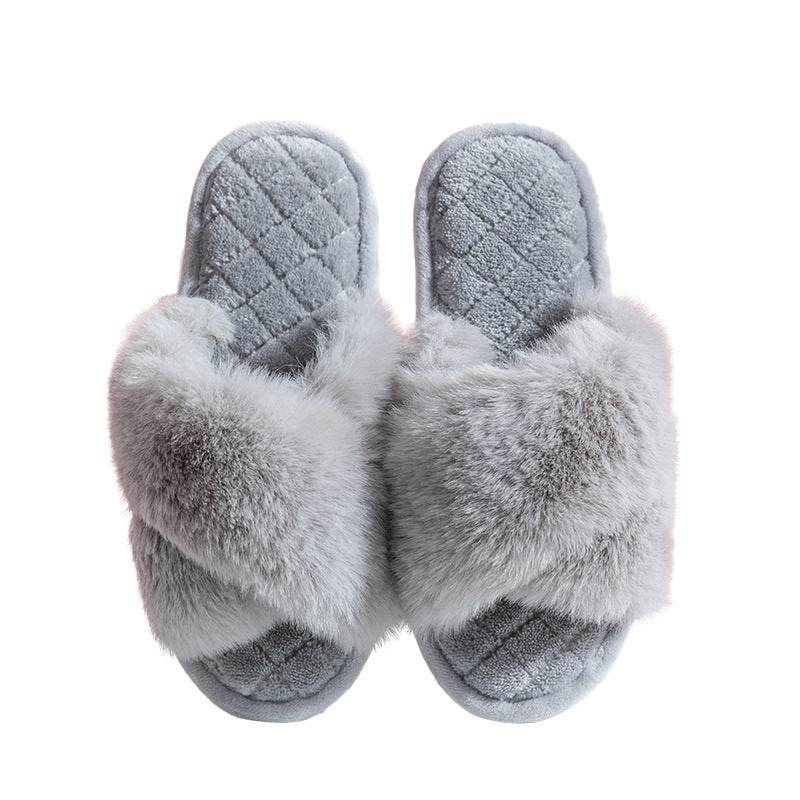 Comfy Cross-Strap Plush Indoor Slippers - Goodlifebean