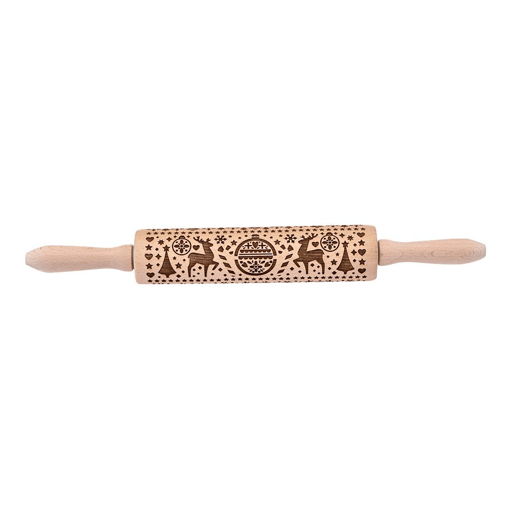 3D Christmas Wooden Embossed Rolling Pin - Goodlifebean