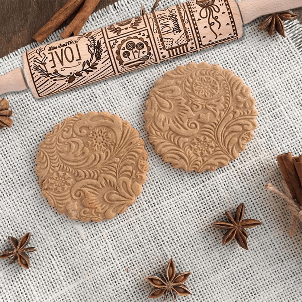 3D Christmas Wooden Embossed Rolling Pin - Goodlifebean
