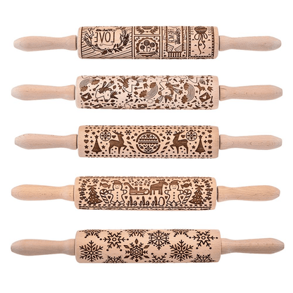 3D Christmas Wooden Embossed Rolling Pin - Goodlifebean