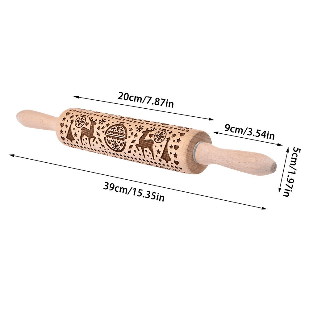 3D Christmas Wooden Embossed Rolling Pin - Goodlifebean