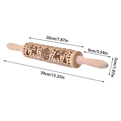 3D Christmas Wooden Embossed Rolling Pin - Goodlifebean