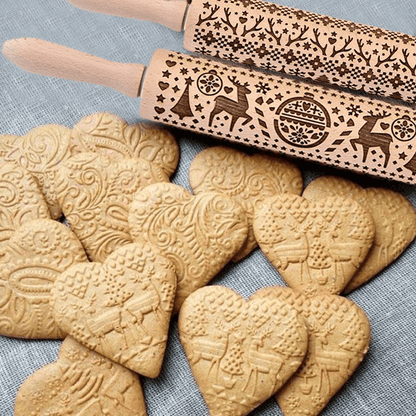 3D Christmas Wooden Embossed Rolling Pin - Goodlifebean