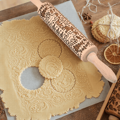 3D Christmas Wooden Embossed Rolling Pin - Goodlifebean