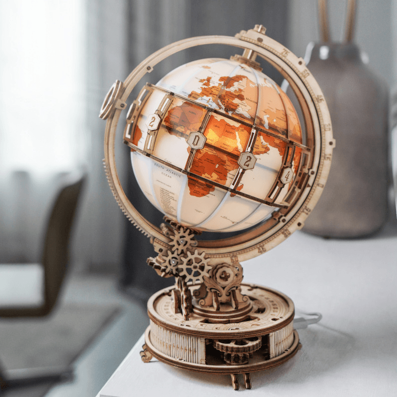 Shop 3D Wooden Luminous Gold Globe - Decor Goodlifebean Plushies | Stuffed Animals