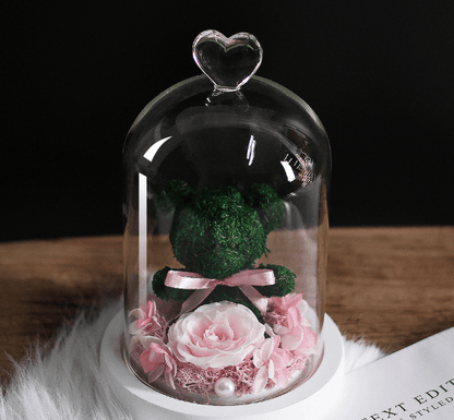 Forever Rose Teddy Bear With Glass Gift Box - Goodlifebean