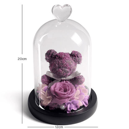 Forever Rose Teddy Bear With Glass Gift Box - Goodlifebean