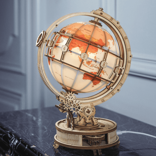 3D Wooden Luminous Gold Globe - Goodlifebean