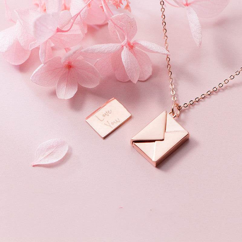 Personalized Sterling Silver Envelope Necklace - Goodlifebean